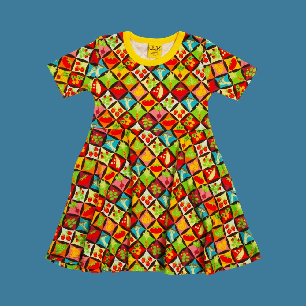 Duns Harlequin Veggies Short Sleeve Skater Dress