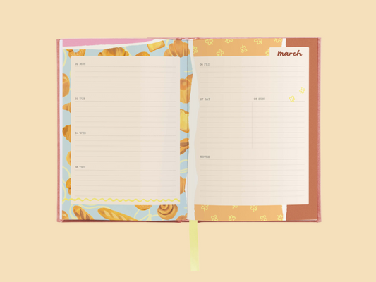 Inside the diary featuring a double page layout in March.