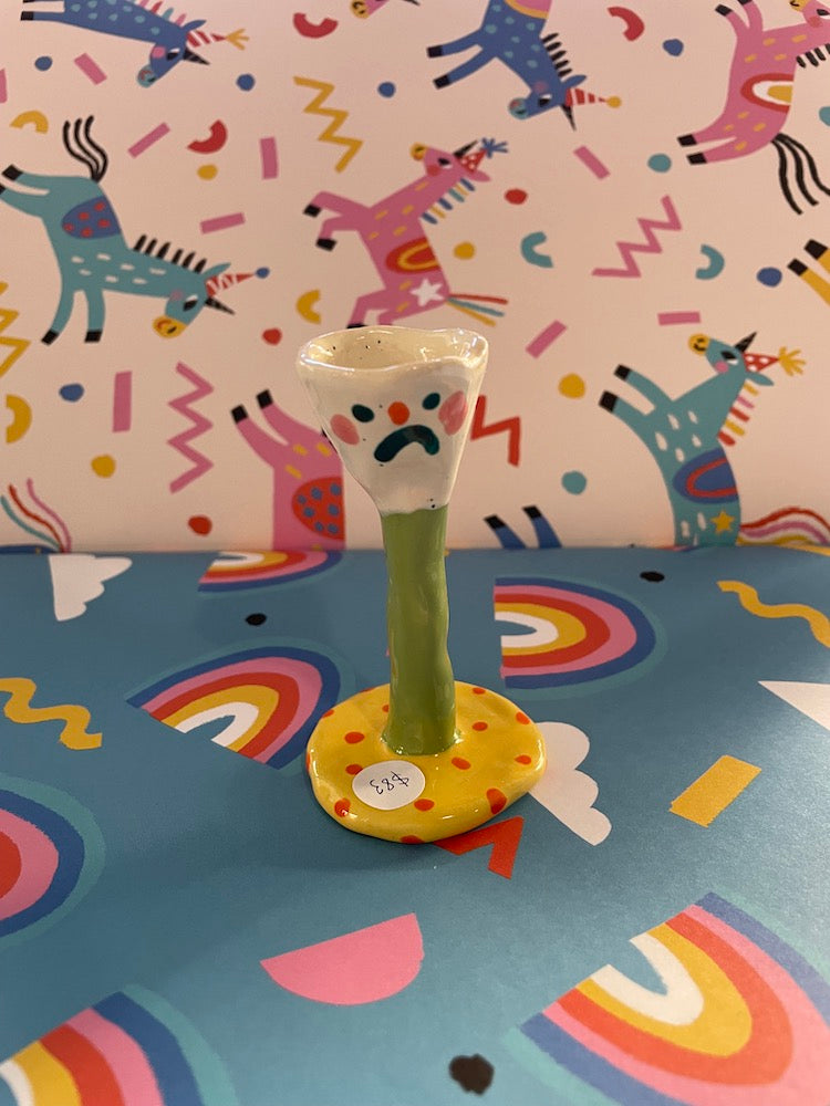 Pansy Flower Sculpture - Happy Sad White Tulip