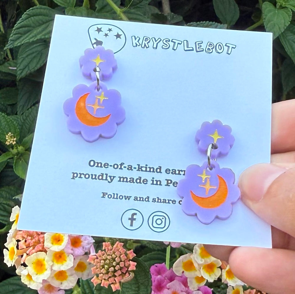 Krystlebot Small Celestial Dangles - Lilac/Orange/Yellow