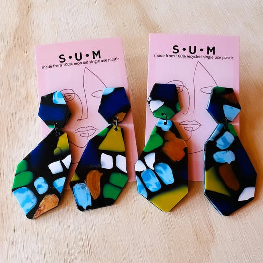 Single Use Multiverse Gem Drop Dangles - Black Mosaic