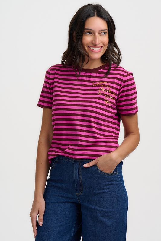 Sugarhill Brighton Maggie Tee - Striped Leopard