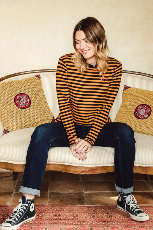 Sugarhill Brighton Brunswick Stripe Top with Embroidered Lightning Bolts