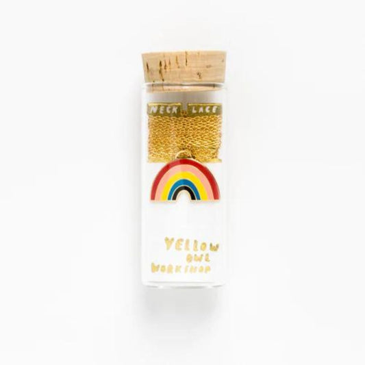 Yellow Owl Workshop Rainbow Necklace in a glass jar