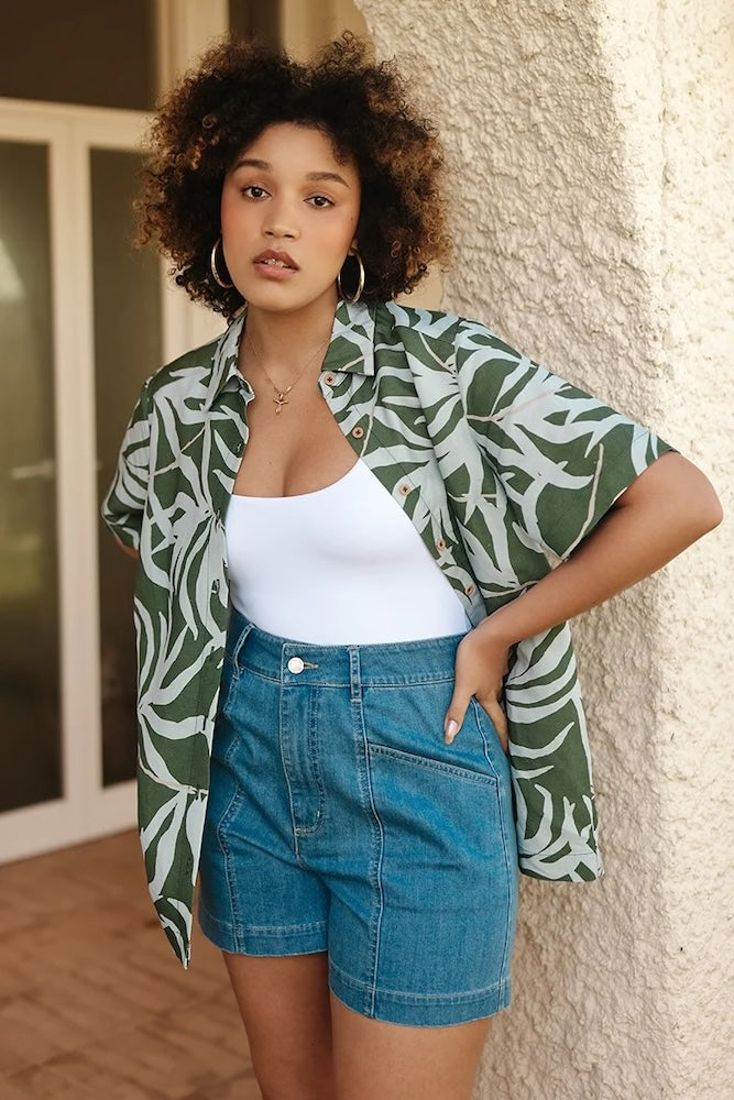 Frock Me Out Denim High Waisted Shorts - Vintage Wash