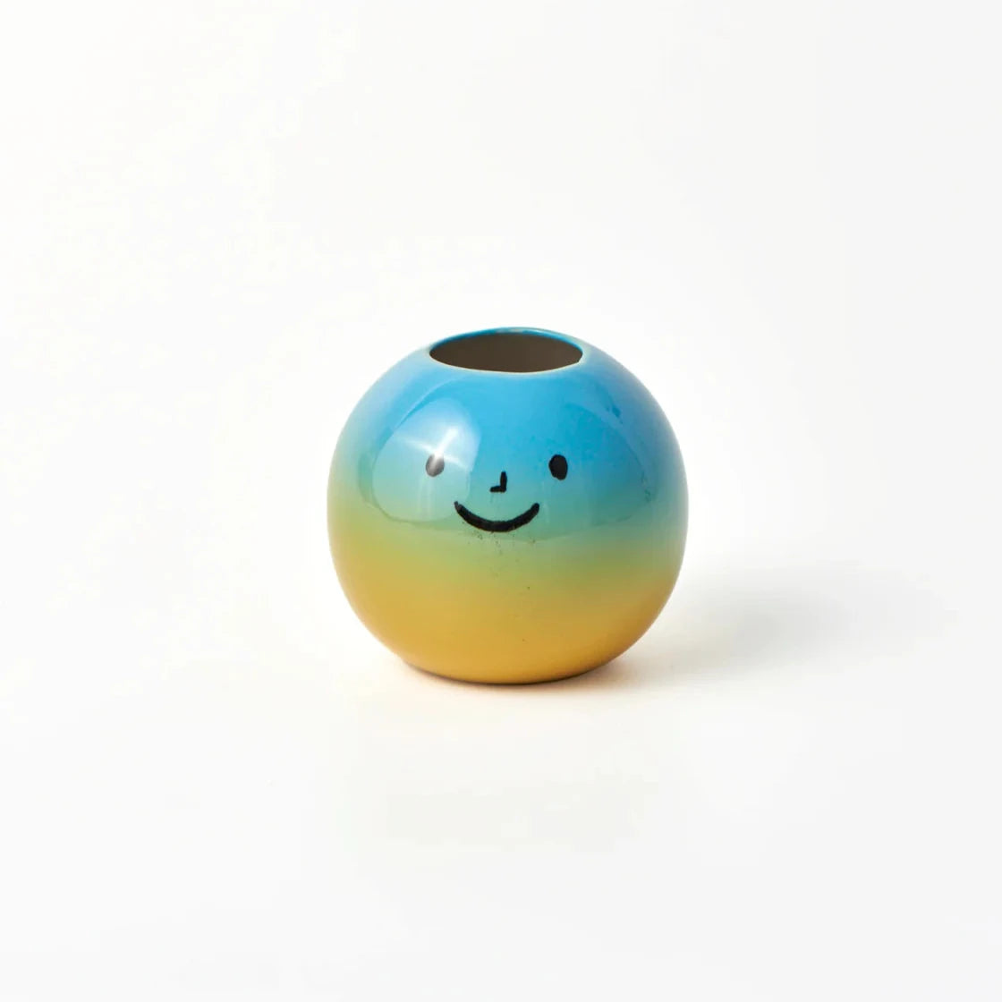 Jones & Co Smiley Face Vase - Blue