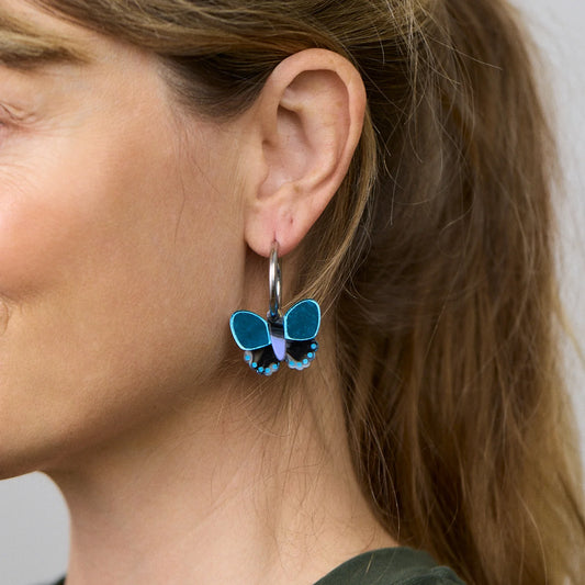 Martha Jean Butterfly Earrings - Blue