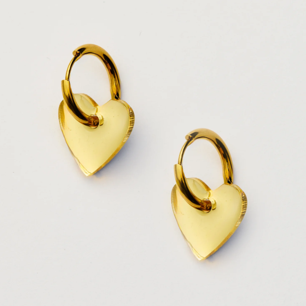 Martha Jean Marty Heart Earrings - Gold