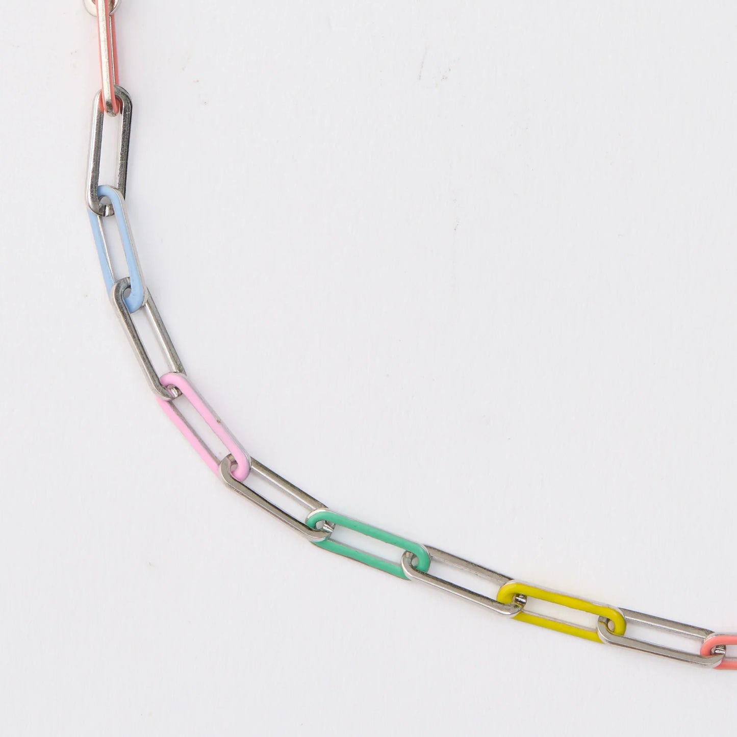 Martha Jean Rainbow Paper Chain Necklace - Silver