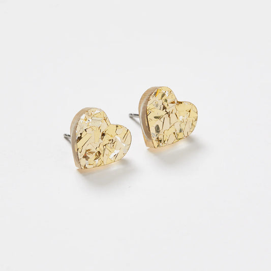 Martha Jean Mini Heart Stud Earrings - Gold