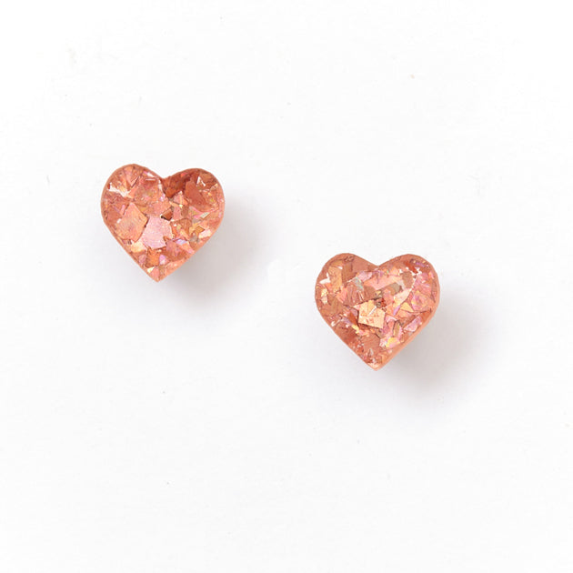 Martha Jean Mini Heart Stud Earrings - Pink