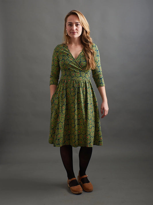Mata Traders Callie Wrap Dress - Olive Floral