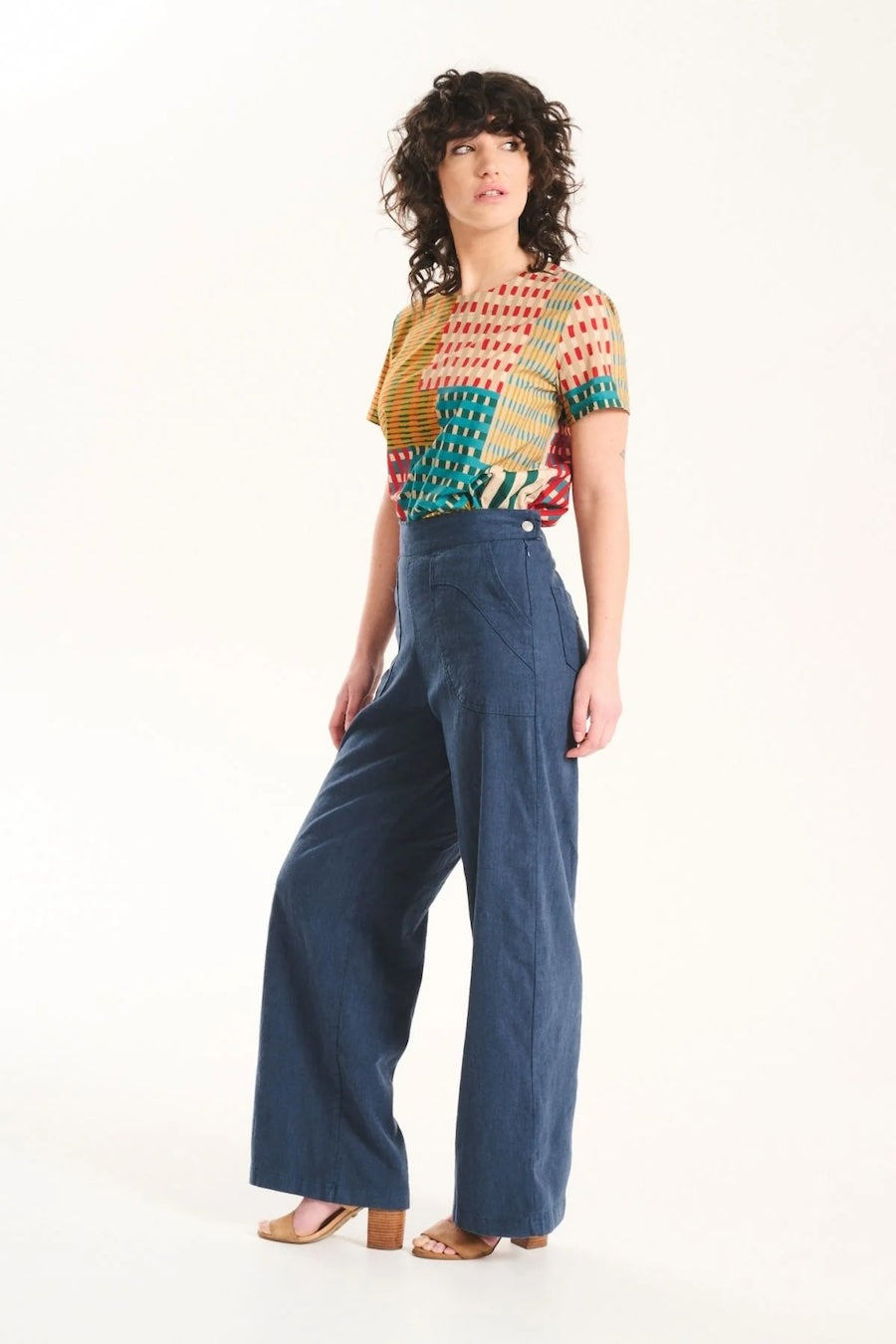 Olga de Polga Peggy Lino Long Pants - Navy Linen