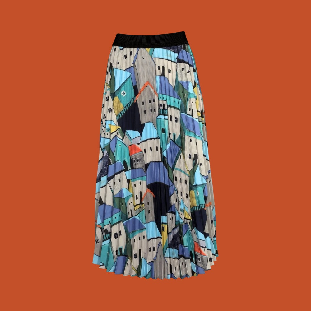 Olga de Polga Pueblito Blue Pleated Skirt