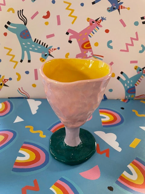 Pansy Goblet - Pink with Green Base