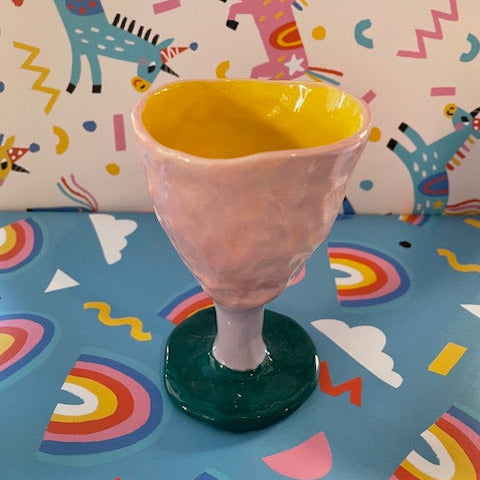 Pansy Goblet - Pink with Green Base