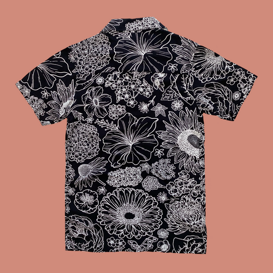 Run & Fly Black/White Floral Linework Unisex Shirt
