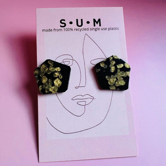 Single Use Multiverse Selma Studs - Black/Gold