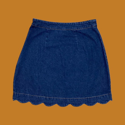 Sugarhill Brighton Vayda Scallop Denim Mini Skirt