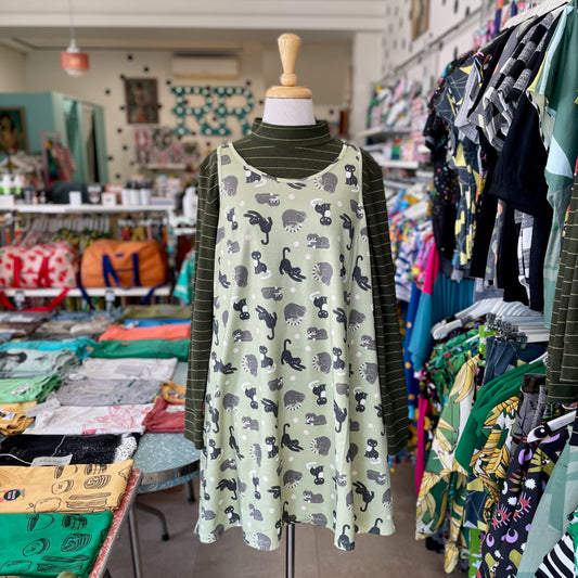 Shipshape Studio Swing Dress - Cats - cat pattern - Ruck Rover - made locally in Perth WA Australia - buy fashion online - Lisa Max Illustration - ethical - shop local - fair trade - jersey - dresses with pockets - comfy and versatile fashion