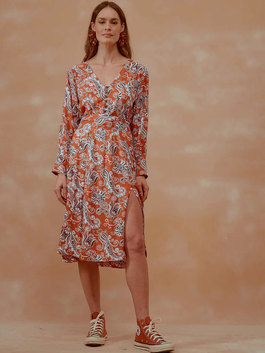Totem Balk Terracotta Dress - Ruck Rover - ethical brazilian fashion - buy fashion online Perth Australia