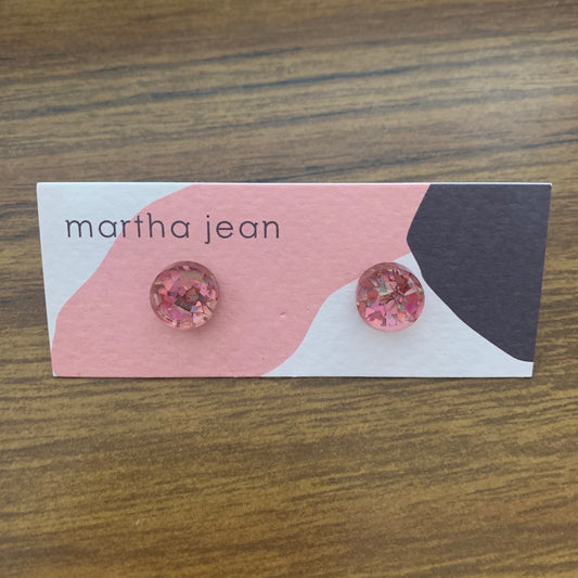 Martha Jean Mini Circle Stud Earrings - Pink