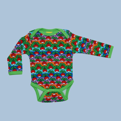 Duns Radish Rainbow Stripe Long Sleeve Bodysuit