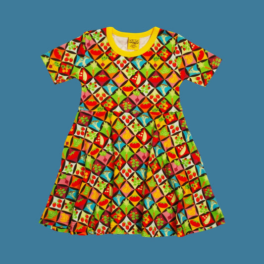Duns Harlequin Veggies Short Sleeve Skater Dress