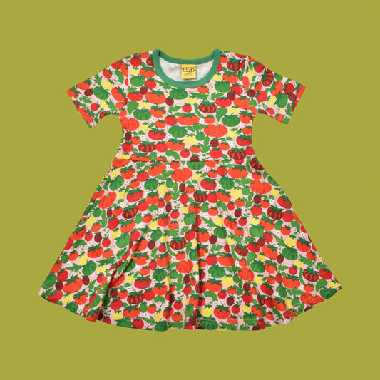 Duns Tomatoes Pink Short Sleeve Skater Dress
