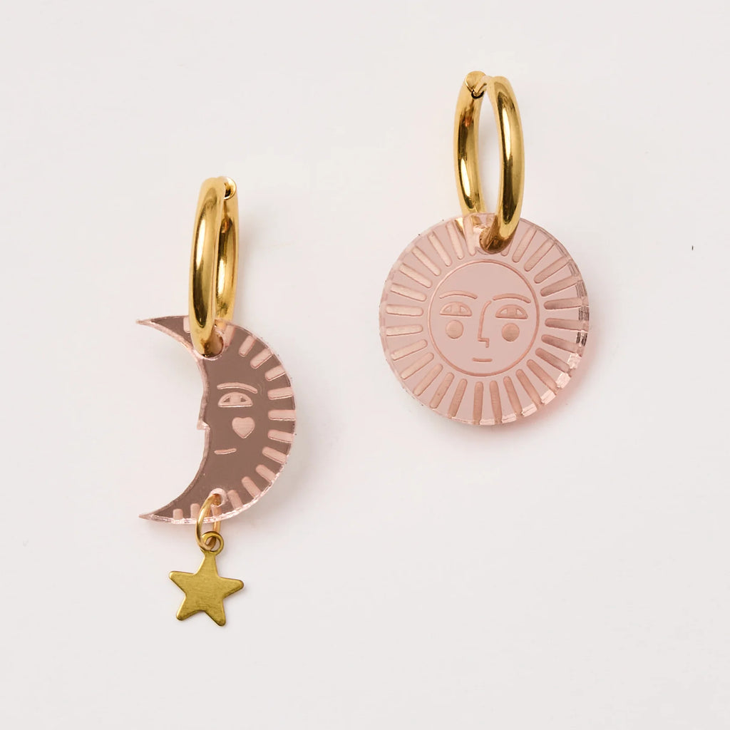 Martha Jean Sun and Moon Earrings - Rose