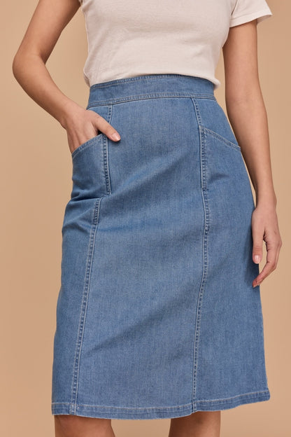 Frock Me Out A-Line Denim Skirt - Vintage Wash