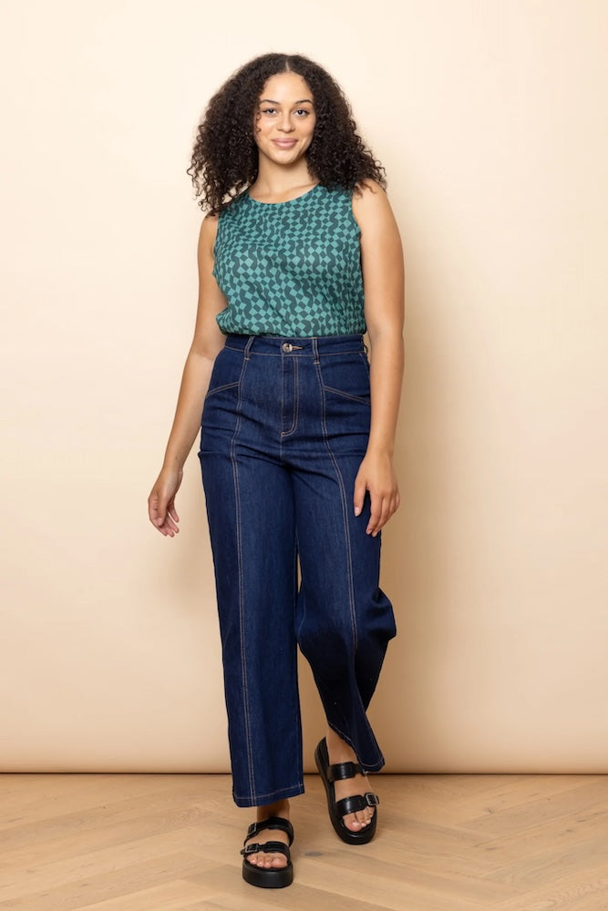 Frock Me Out Denim High Waisted Pants - Indigo