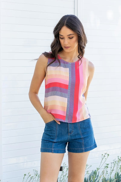 Frock Me Out Miami Stripe Sleeveless Top