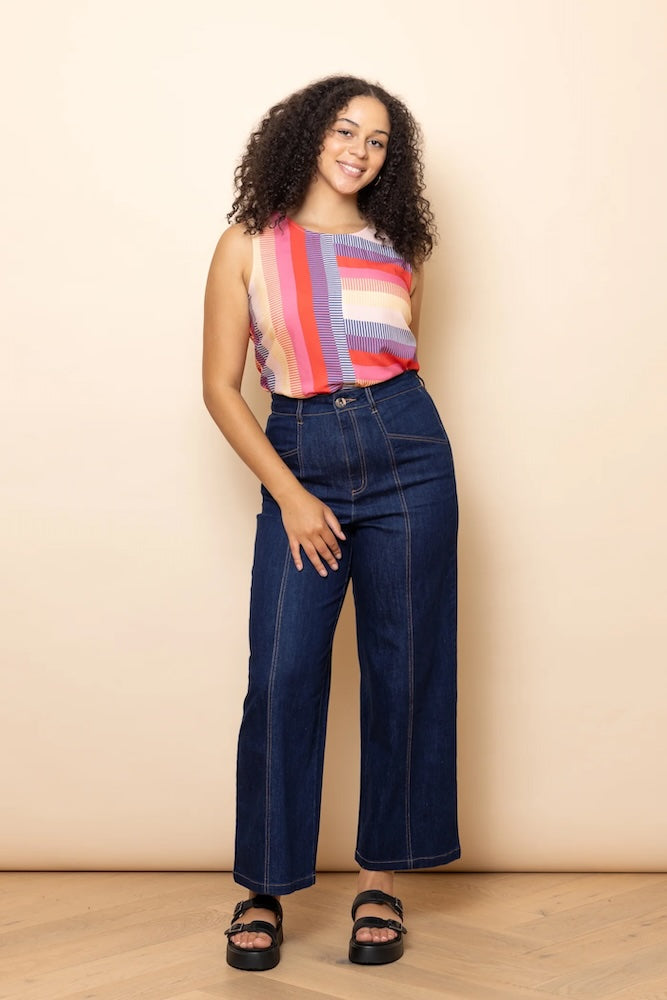 Frock Me Out Denim High Waisted Pants - Indigo