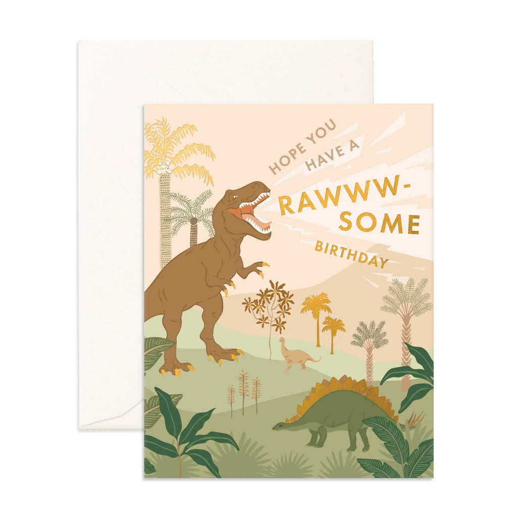 Fox & Fallow Rawww-Some Birthday Dinos Card