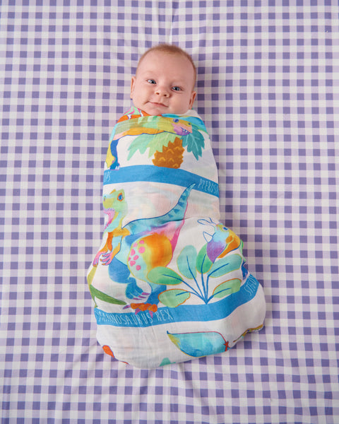 Kip & Co Dino Safari Bamboo Baby Swaddle