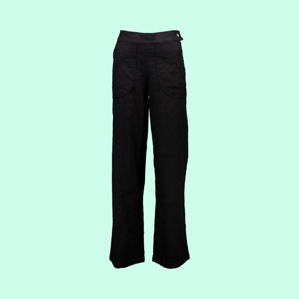 Olga de Polga Peggy Lino Long Pants - Black Linen