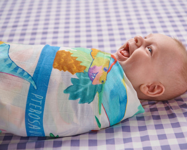 Kip & Co Dino Safari Bamboo Baby Swaddle