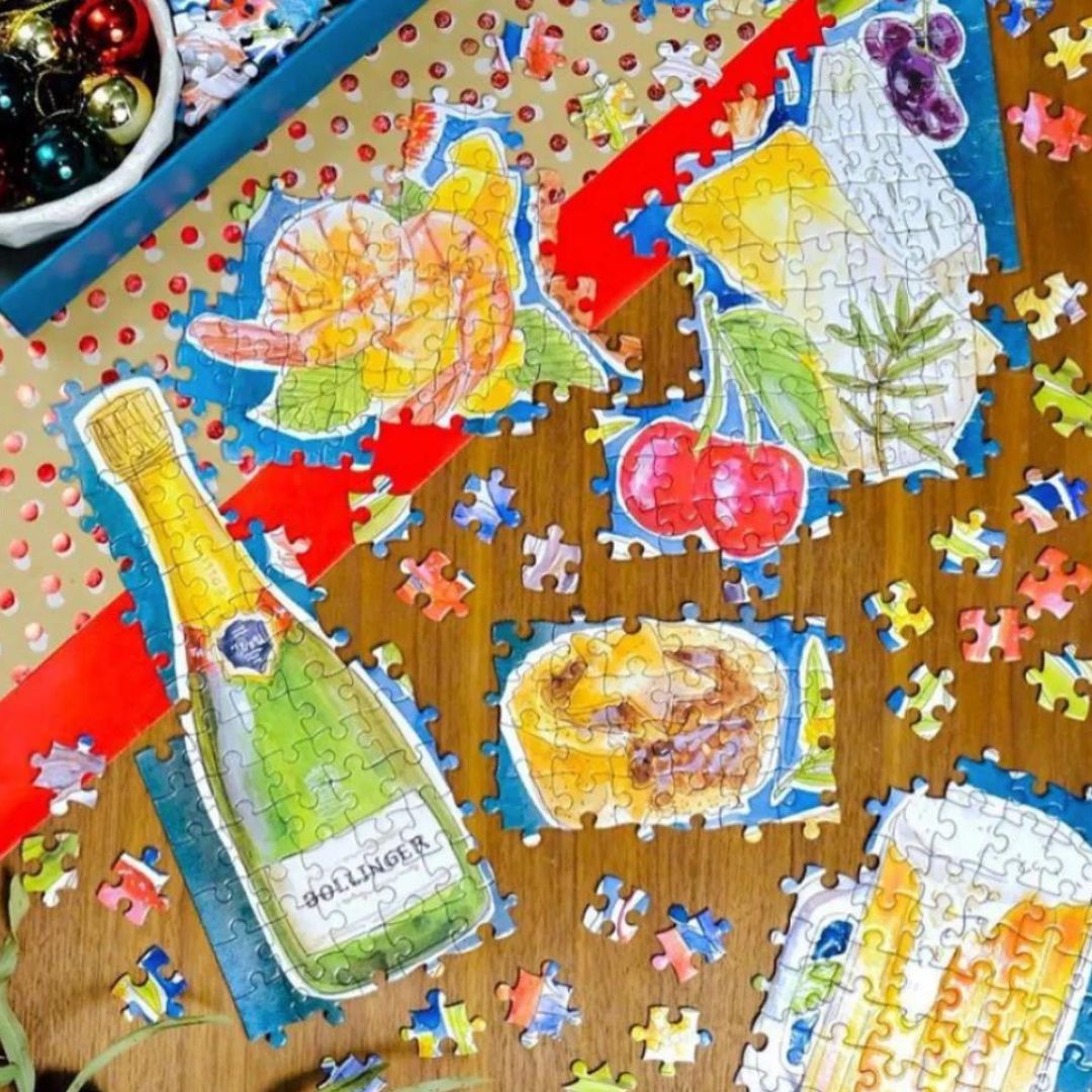 Journey of Something Pavlova and Prawns Jigsaw Puzzle styled in progress