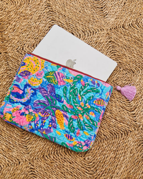 Kip & Co X Ken Done Reef Garden Velvet Laptop Case