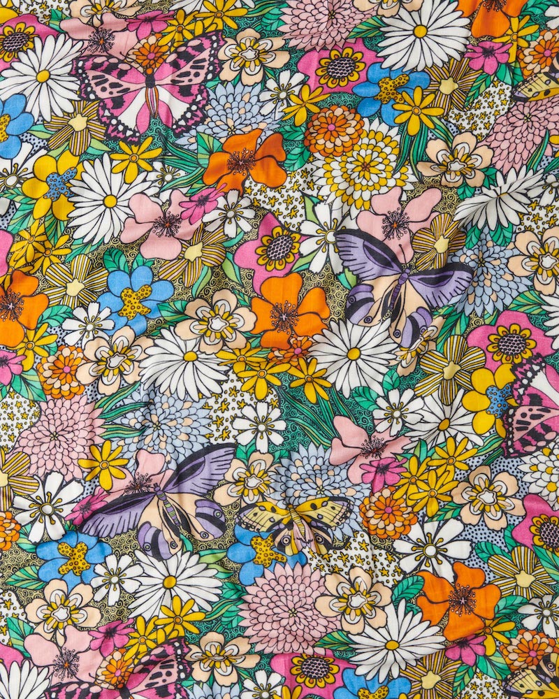 Fabric Swatch of Kip & Co Bliss Floral Organic Cotton Snuggle Blanket