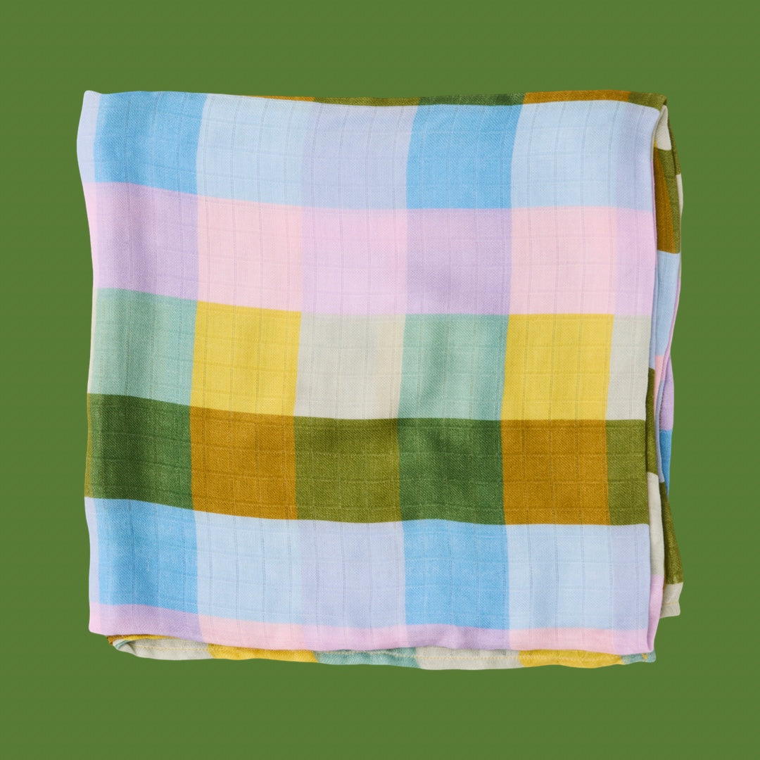 Kip & Co Sorbet Tartan Bamboo Baby Swaddle