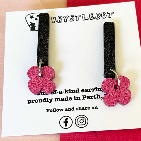 Krystlebot Lucky Charm Pop Dangles - Black/Fucshia Glitter