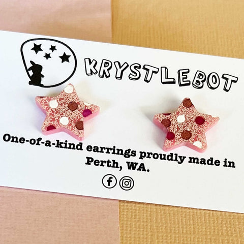 Krystlebot Polka Dot Star Studs - Pink