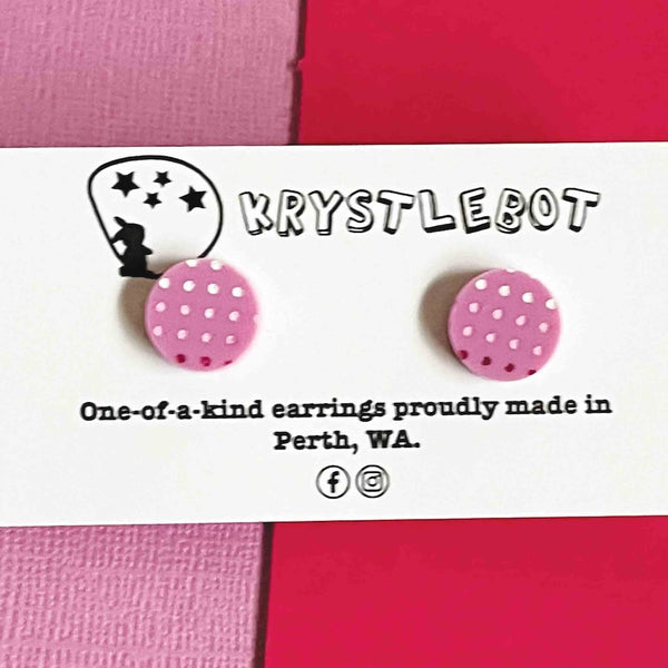 Krystlebot Polka Dot Circle Studs - Lilac & Pink