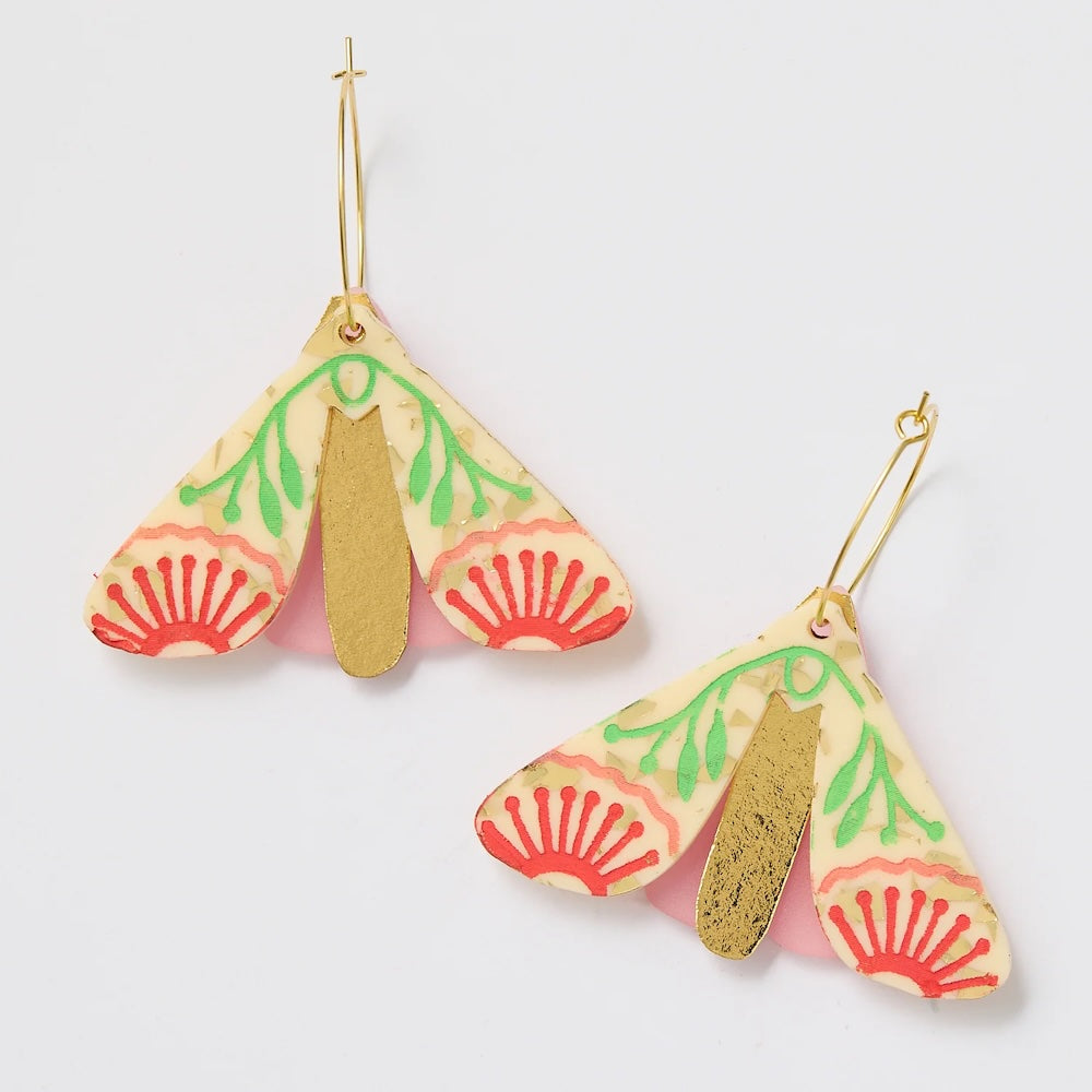 Martha Jean Moth Wattle Earrings - Champagne/Gold