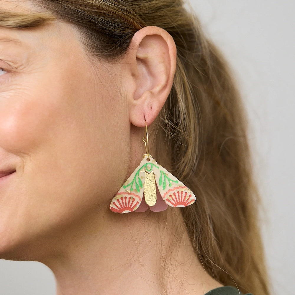 Martha Jean Moth Wattle Earrings - Champagne/Gold