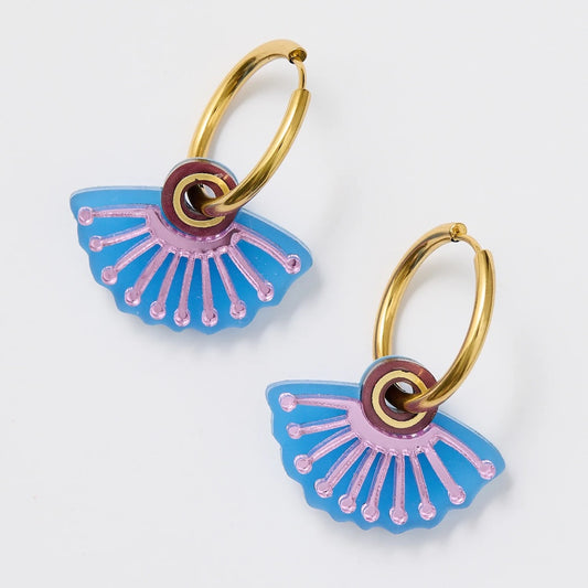 Martha Jean Silver Princess Hoop Earrings - Plum/Blue
