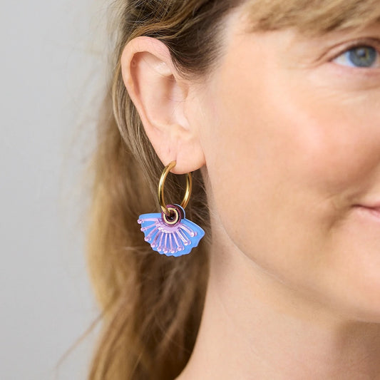 Martha Jean Silver Princess Hoop Earrings - Plum/Blue