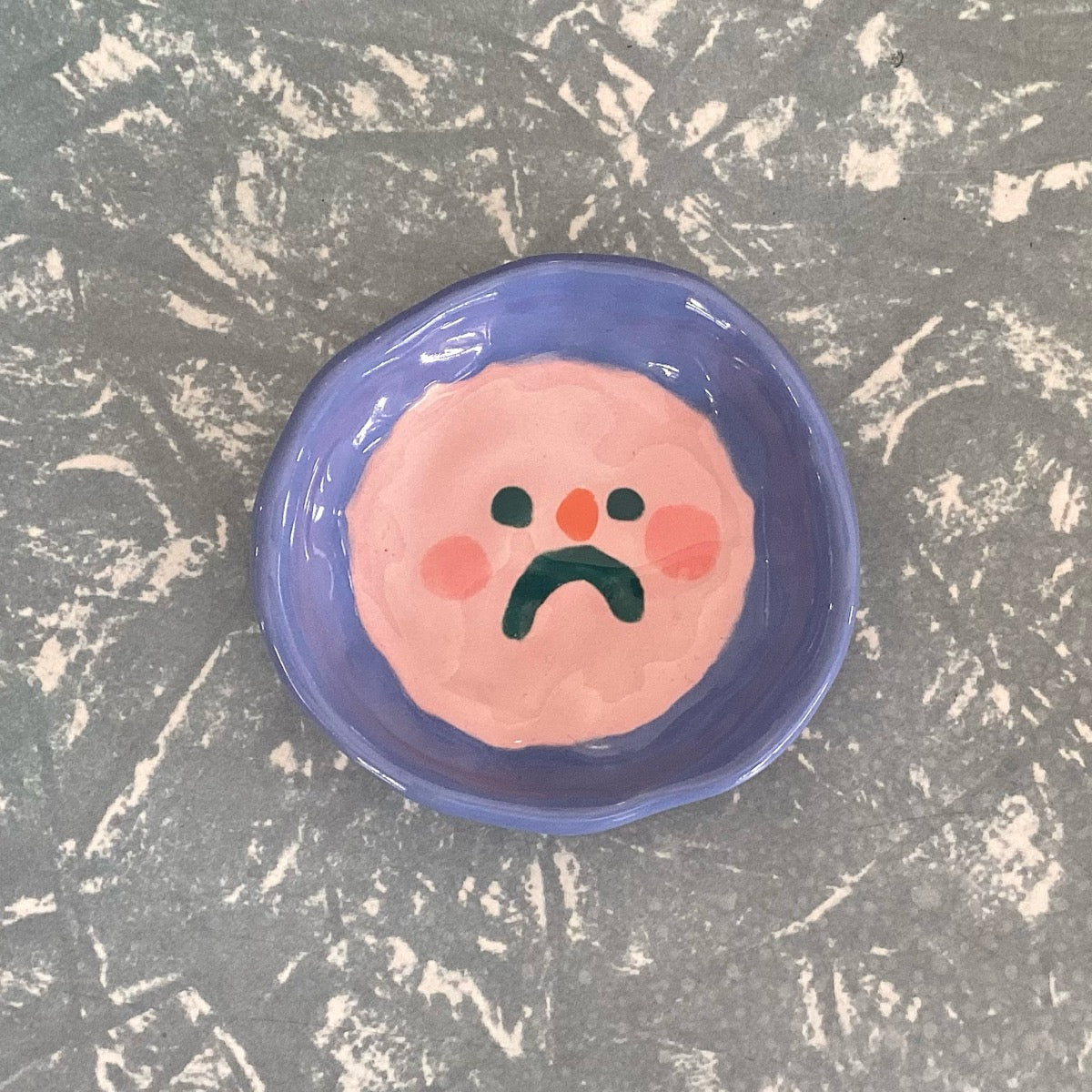Pansy Trinket Dish - Blue Sad Face